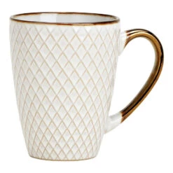 Secret De Gourmet Koffiemok Marbella - 1x - Keramiek - Wit/goud