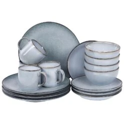 JUNIPER - Serviesset 16 Delig - Lichtblauw - Steengoed