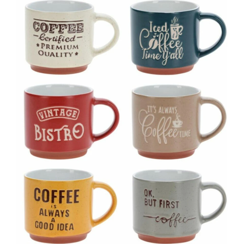 Siaki Koffiemokken - Set Van 6x Stuks - Aardewerk - 260 Ml 1 Siaki Koffiemokken - Set Van 6x Stuks - Aardewerk - 260 Ml