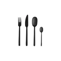 Hioshop WabiSabi Bestekset 24 Delen Roestvrij Staal Zwart