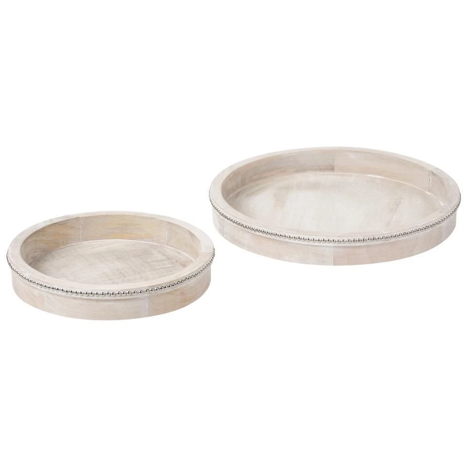 MANSOURA - Dienblad Set Van 2 - Lichtbruin - Mangohout 1 MANSOURA - Dienblad Set Van 2 - Lichtbruin - Mangohout