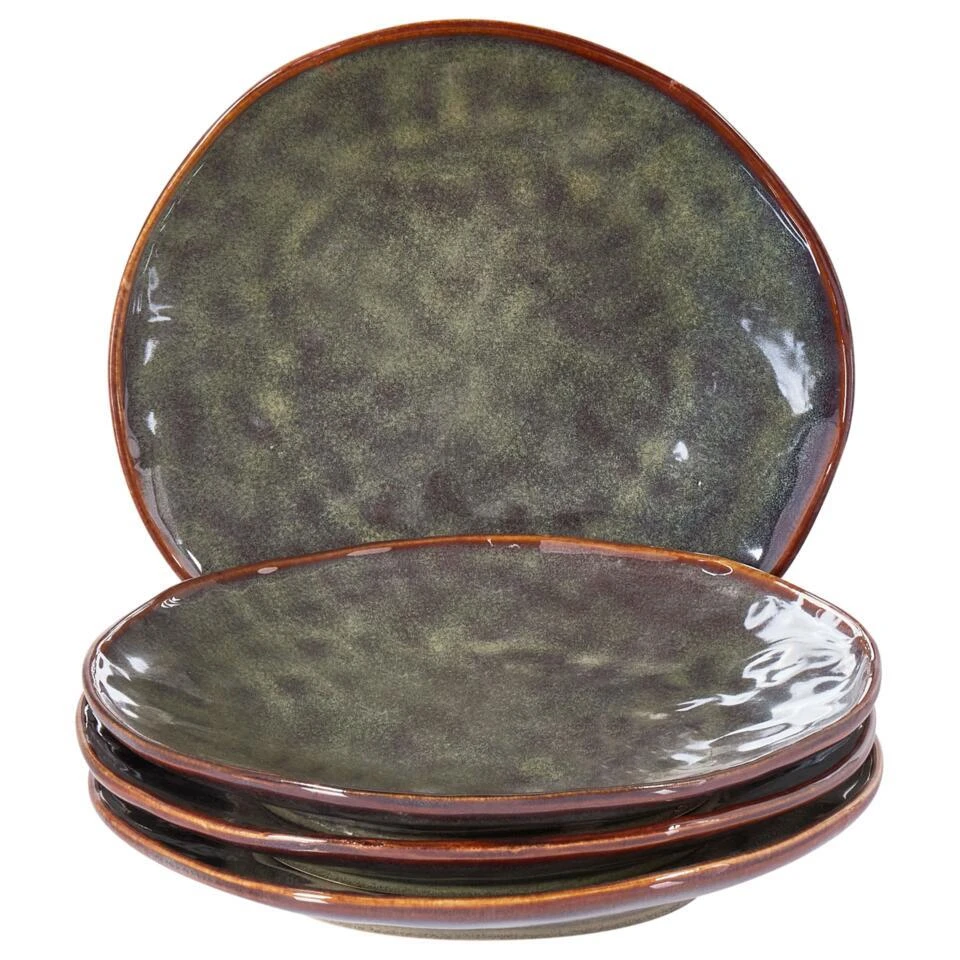 THYME - Bijzetborden Set Van 4 - Donkergroen - Steengoed 1 THYME - Bijzetborden Set Van 4 - Donkergroen - Steengoed