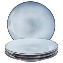JUNIPER - Dinerborden Set Van 4 - Lichtblauw - Steengoed