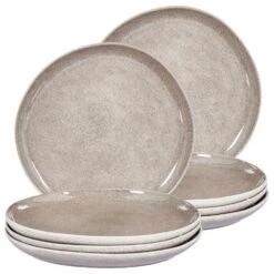 COSTMARY - Dinerborden Set Van 8 - Grijs - Steengoed