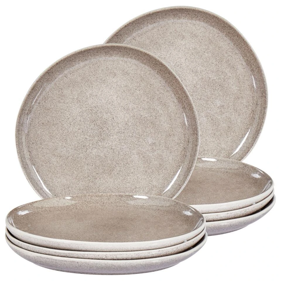 COSTMARY - Dinerborden Set Van 8 - Grijs - Steengoed 1 COSTMARY - Dinerborden Set Van 8 - Grijs - Steengoed