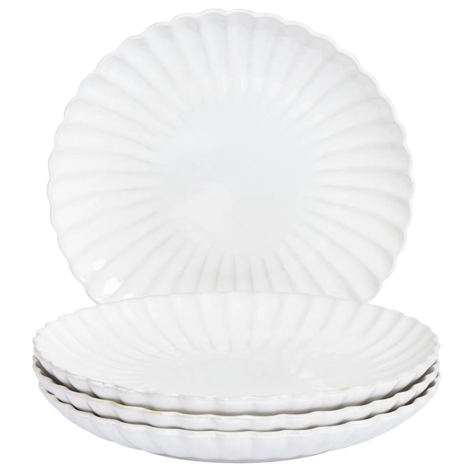 NETTLE - Dinerborden Set Van 4 - Gebroken Wit - Steengoed 1 NETTLE - Dinerborden Set Van 4 - Gebroken Wit - Steengoed