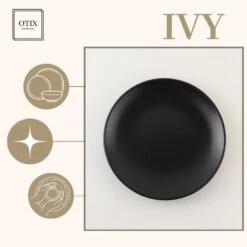 OTIX Ontbijtborden Bordenset Van 12 Stuks 21cm Zwart Aardewerk IVY 18 OTIX Ontbijtborden Bordenset Van 12 Stuks 21cm Zwart Aardewerk IVY -Luxe Servieswinkel 1436ab1b997b4a1dabba6a7b636677c2