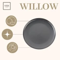 OTIX Dinerborden Bordenset 12 Persoons Zwart 27cm Keramiek WILLOW 14 OTIX Dinerborden Bordenset 12 Persoons Zwart 27cm Keramiek WILLOW -Luxe Servieswinkel 179551a56c94458eafbd8b9bb1609748