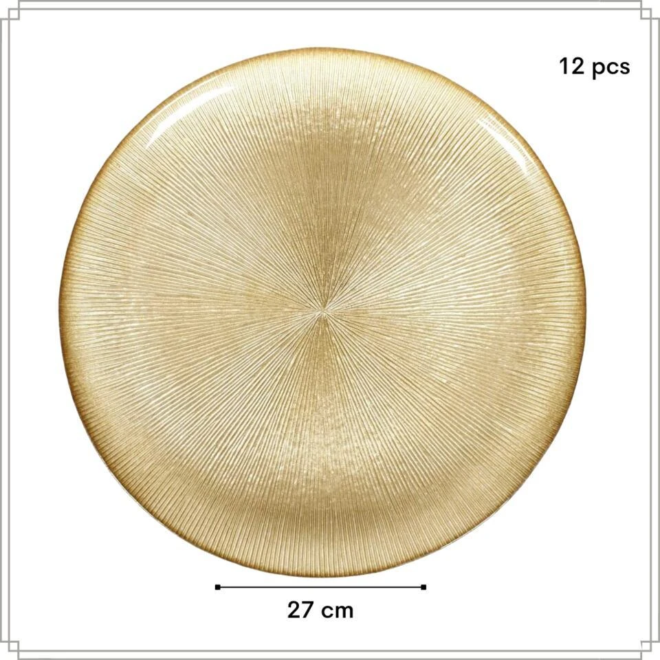 OTIX Dinerborden Bordenset 12 Persoons Goud Onderborden Kerst 27cm 5 OTIX Dinerborden Bordenset 12 Persoons Goud Onderborden Kerst 27cm - Afbeelding 5