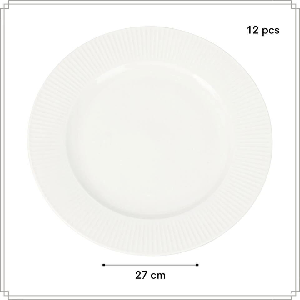OTIX Dinerborden Bordenset 12 Persoons 27cm Wit Porselein LUNA 5 OTIX Dinerborden Bordenset 12 Persoons 27cm Wit Porselein LUNA - Afbeelding 5
