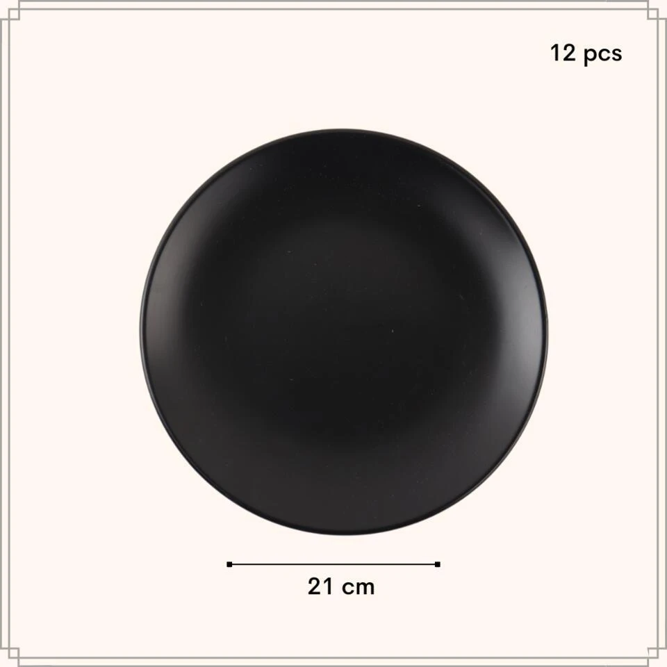 OTIX Ontbijtborden Bordenset Van 12 Stuks 21cm Zwart Aardewerk IVY 6 OTIX Ontbijtborden Bordenset Van 12 Stuks 21cm Zwart Aardewerk IVY - Afbeelding 6