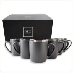 OTIX KoffieKopjes Koffietassen Set Van 12 Zwart Mat 240ml -Luxe Servieswinkel 2276a461a4084456a3b1f60840f08f09