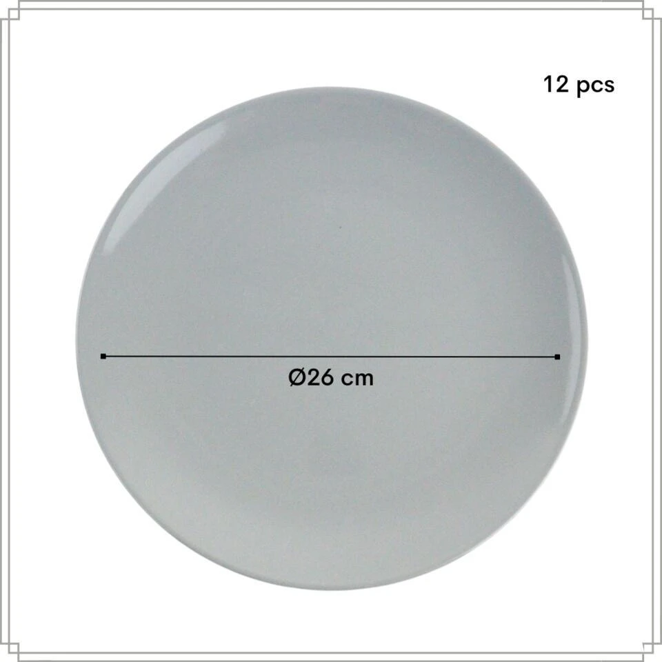 OTIX Dinerborden Bordenset 12 Persoons Grijs 26cm Aardewerk POPLAR 2 OTIX Dinerborden Bordenset 12 Persoons Grijs 26cm Aardewerk POPLAR - Afbeelding 2