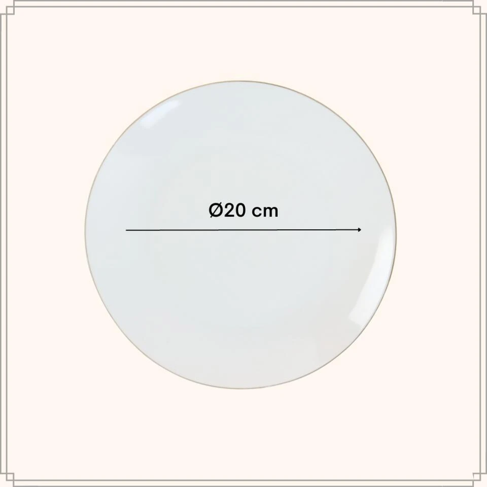 OTIX Ontbijtborden Dessert Gebaksbordjes Borden Set Van 6 Stuks 20cm Wit Met 5 OTIX Ontbijtborden Dessert Gebaksbordjes Borden Set Van 6 Stuks 20cm Wit Met - Afbeelding 5