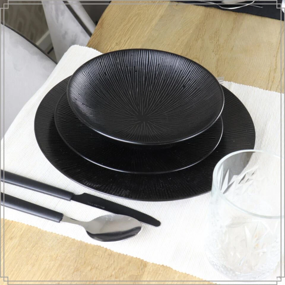 OTIX Dessert Ontbijt Bordenset 12 Persoons Zwart 21cm Keramiek POPPY 4 OTIX Dessert Ontbijt Bordenset 12 Persoons Zwart 21cm Keramiek POPPY - Afbeelding 4