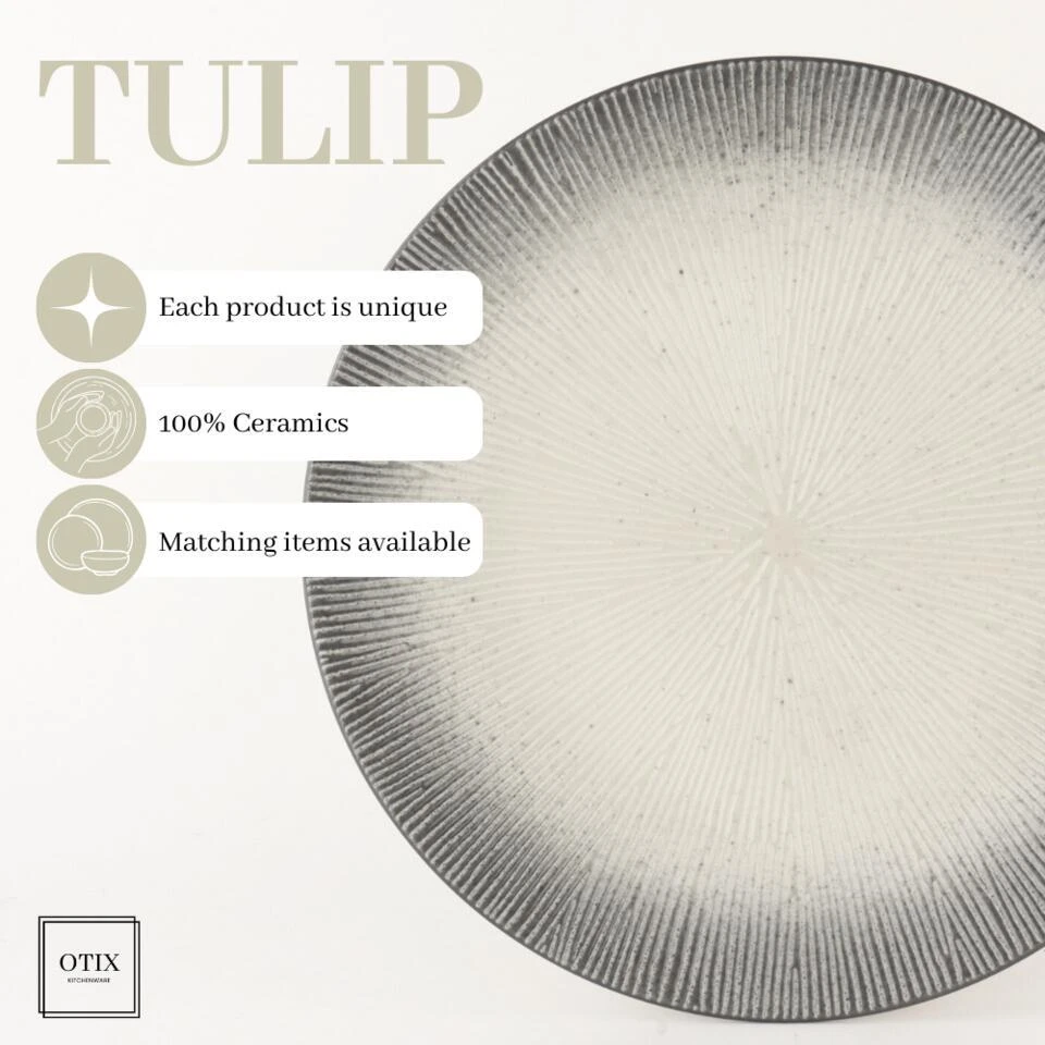 OTIX Diner Bordenset 12 Persoons Zwart Taupe 27cm Keramiek TULIP 9 OTIX Diner Bordenset 12 Persoons Zwart Taupe 27cm Keramiek TULIP - Afbeelding 9