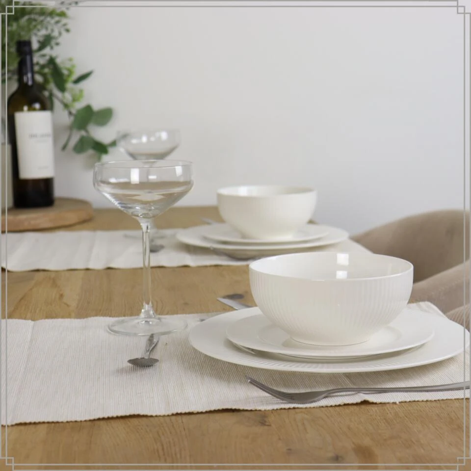 OTIX Dinerborden Bordenset 12 Persoons 27cm Wit Porselein LUNA 2 OTIX Dinerborden Bordenset 12 Persoons 27cm Wit Porselein LUNA - Afbeelding 2