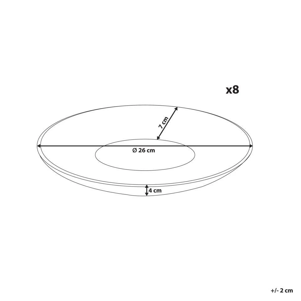 NETTLE - Dinerborden Set Van 8 - Wit - Steengoed 4 NETTLE - Dinerborden Set Van 8 - Wit - Steengoed - Afbeelding 4