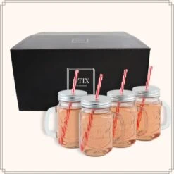 OTIX Mason Jar Drinkbeker Met Rietje Set Van 4 Zilvere Dop 450 Ml 17 OTIX Mason Jar Drinkbeker Met Rietje Set Van 4 Zilvere Dop 450 Ml -Luxe Servieswinkel 382f1dd3d1a4492a8ea3936f9634316d