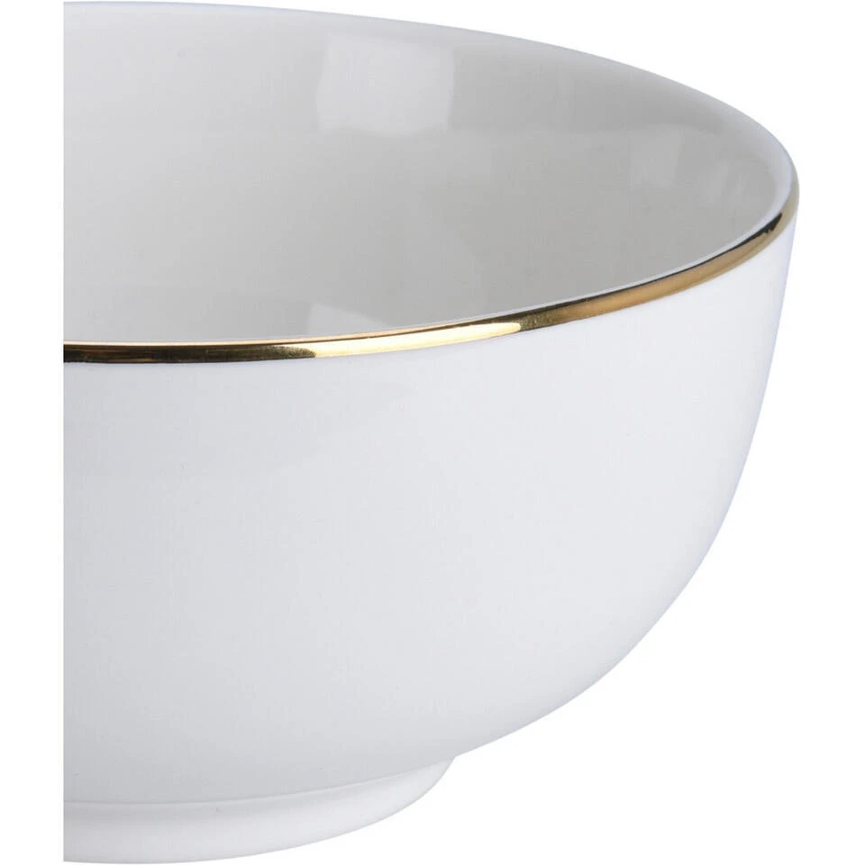 Excellent Houseware Kommetje/serveer Schaaltje - Wit/goud - D14 X 7 Cm - Porselein 2 Excellent Houseware Kommetje/serveer Schaaltje - Wit/goud - D14 X 7 Cm - Porselein - Afbeelding 2