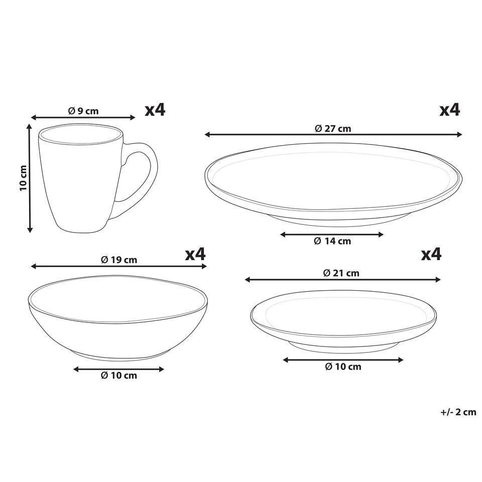 THYME - Serviesset 16 Delig - Donkergroen - Steengoed 3 THYME - Serviesset 16 Delig - Donkergroen - Steengoed - Afbeelding 3