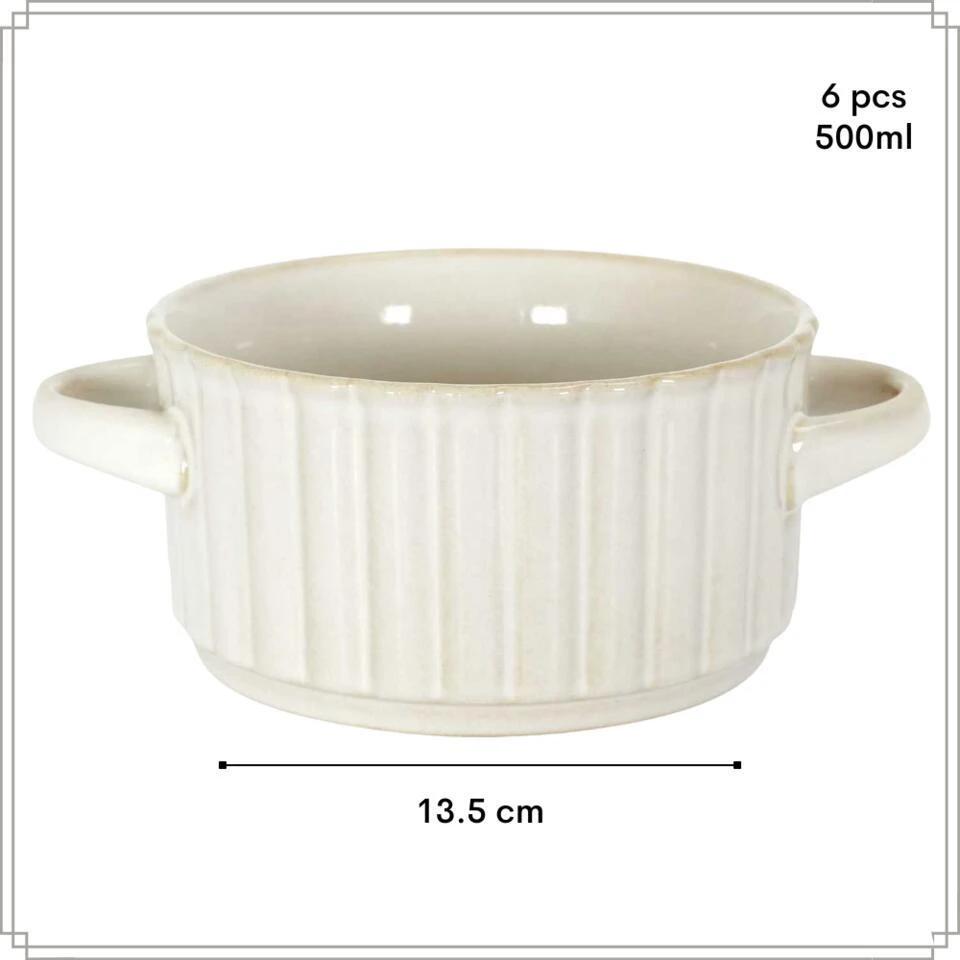 OTIX Soepkommen Met Oor Set Van 6 Stuks Soeptassen Wit Keramiek SOLIS 4 OTIX Soepkommen Met Oor Set Van 6 Stuks Soeptassen Wit Keramiek SOLIS - Afbeelding 4