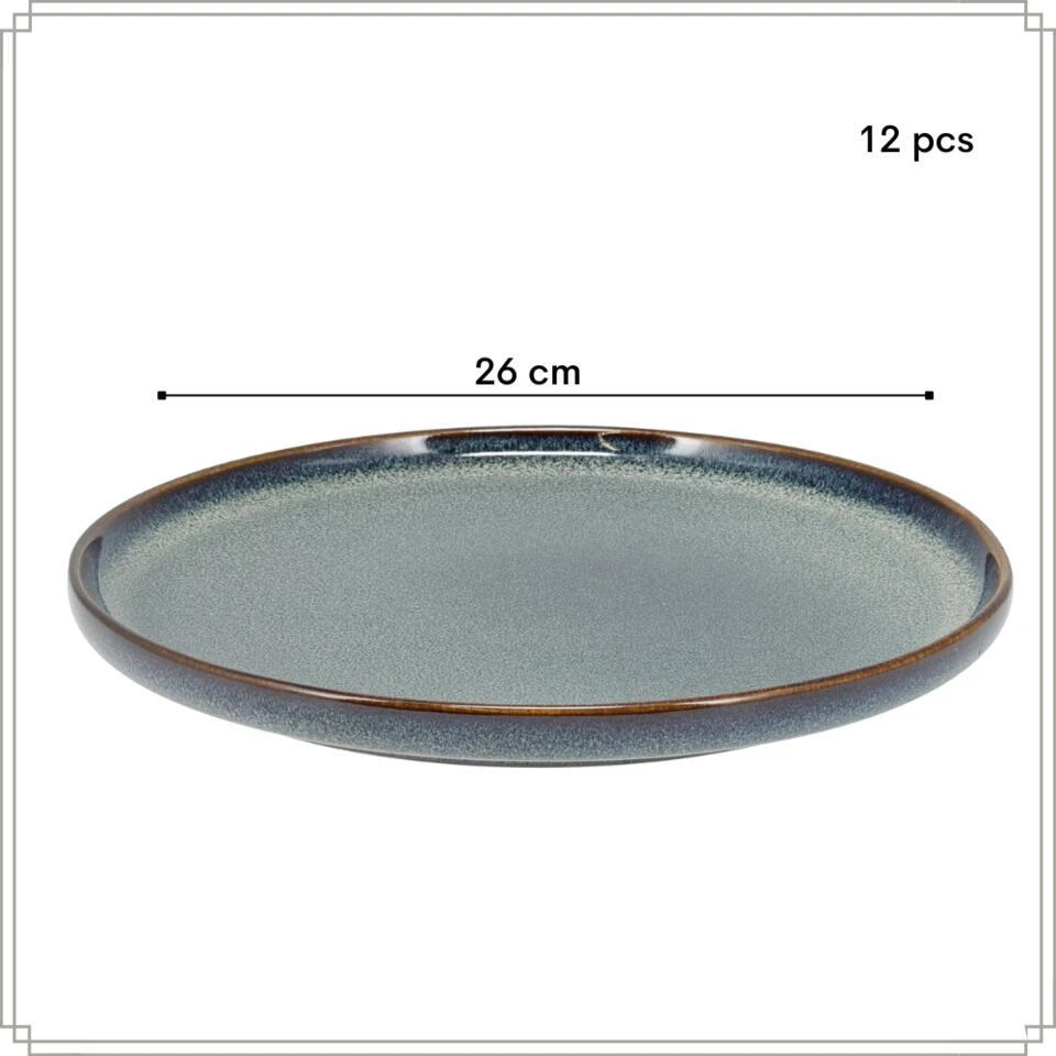 OTIX Dinerborden Bordenset 12 Persoons 26cm Blauw Aardewerk EBONY 5 OTIX Dinerborden Bordenset 12 Persoons 26cm Blauw Aardewerk EBONY - Afbeelding 5