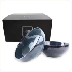 OTIX Saladeschaal 2 Stuks Diep Serveerbord Schaal Blauw 25cm Aardewerk EBONY 15 OTIX Saladeschaal 2 Stuks Diep Serveerbord Schaal Blauw 25cm Aardewerk EBONY -Luxe Servieswinkel 4dc2e64bd7564018986bb943b494ab28