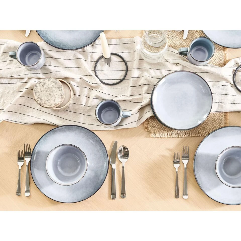 JUNIPER - Dinerborden Set Van 8 - Lichtblauw - Steengoed 2 JUNIPER - Dinerborden Set Van 8 - Lichtblauw - Steengoed - Afbeelding 2