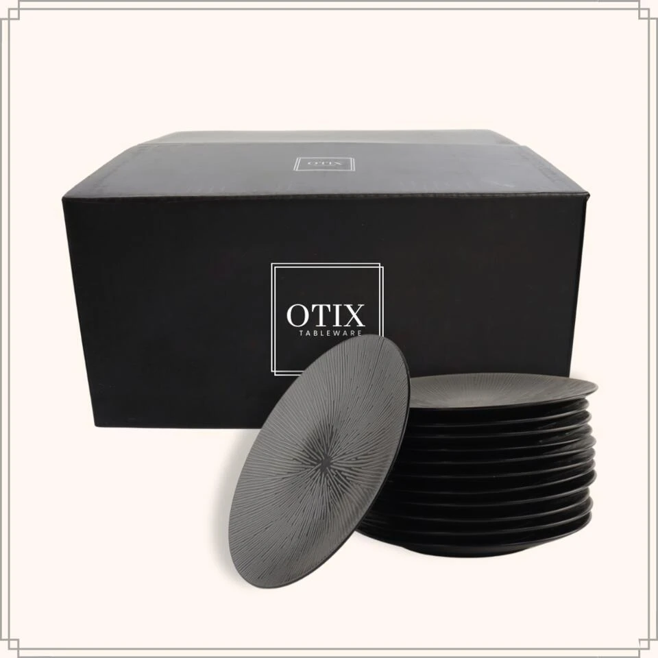 OTIX Dessert Ontbijt Bordenset 12 Persoons Zwart 21cm Keramiek POPPY 10 OTIX Dessert Ontbijt Bordenset 12 Persoons Zwart 21cm Keramiek POPPY - Afbeelding 10