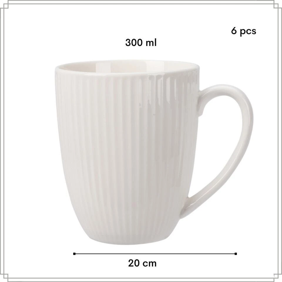 OTIX Koffiekopjes Set Van 6 Met Oor Koffietassen 300ml Wit Porselein LUNA 5 OTIX Koffiekopjes Set Van 6 Met Oor Koffietassen 300ml Wit Porselein LUNA - Afbeelding 5