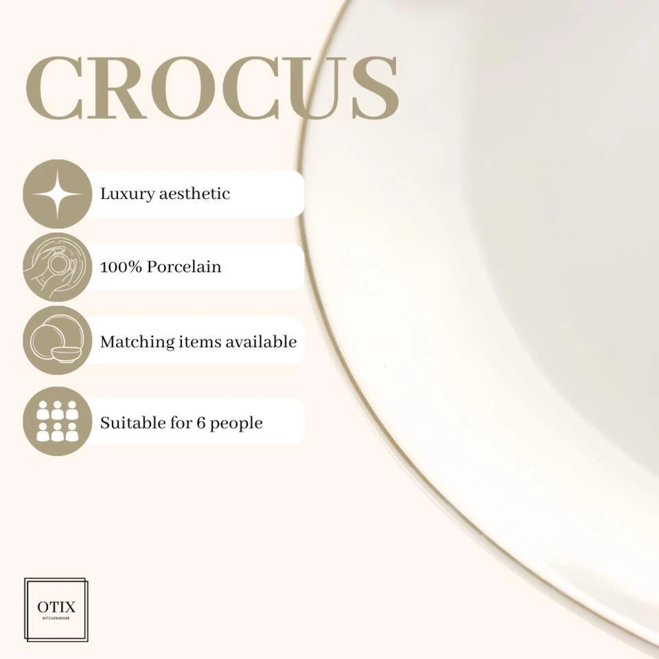 OTIX Serviesset Bordenset 6 Persoons 18-delig Wit Met Gouden Rand Porselein C... 8 OTIX Serviesset Bordenset 6 Persoons 18-delig Wit Met Gouden Rand Porselein C... - Afbeelding 8