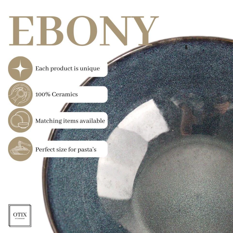 OTIX Saladeschaal Diep Serveerbord Schaal Blauw 25cm Aardewerk EBONY 7 OTIX Saladeschaal Diep Serveerbord Schaal Blauw 25cm Aardewerk EBONY - Afbeelding 7