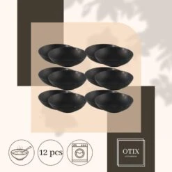OTIX Bord 12 Stuks Diep Soepborden Zwart Mat Diameter 20,5cm Aardewerk IVY -Luxe Servieswinkel 59578279859a4717801a59975cd854fb
