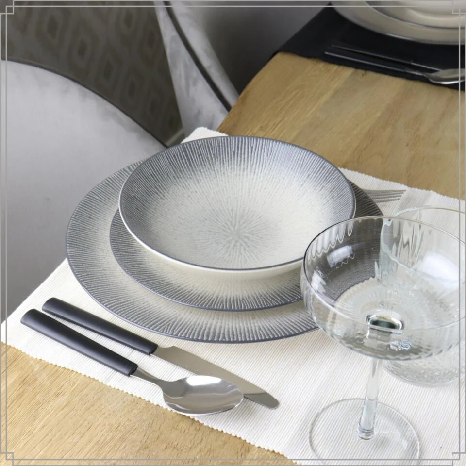 OTIX Diner Bordenset 12 Persoons Zwart Taupe 27cm Keramiek TULIP 5 OTIX Diner Bordenset 12 Persoons Zwart Taupe 27cm Keramiek TULIP - Afbeelding 5