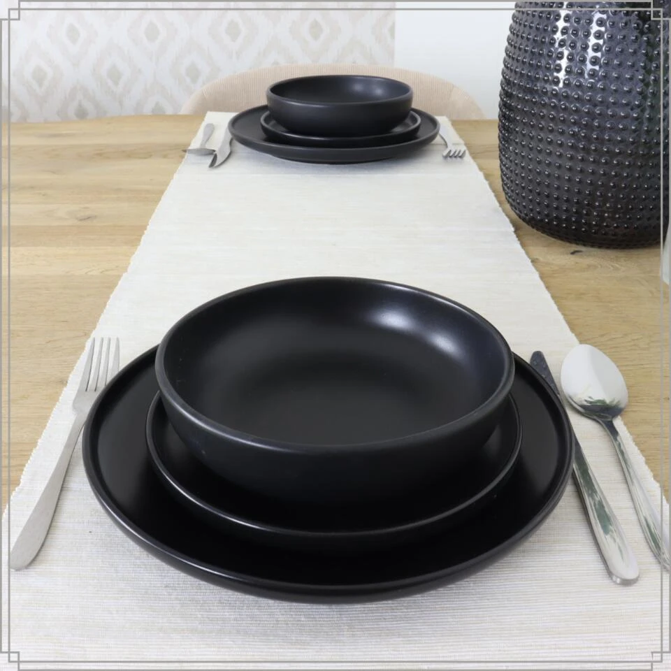 OTIX Diner Bordenset 6 Persoons Zwart 27cm Keramiek WILLOW 3 OTIX Diner Bordenset 6 Persoons Zwart 27cm Keramiek WILLOW - Afbeelding 3