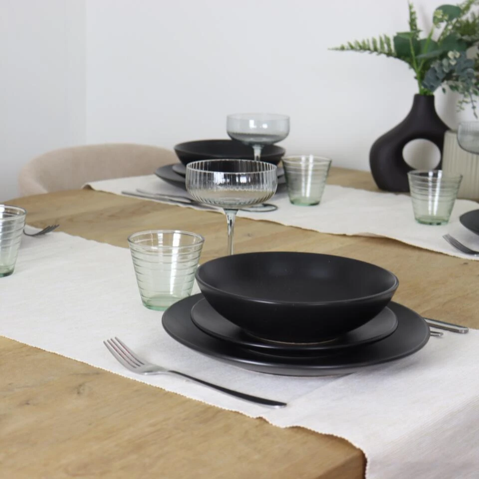 OTIX Ontbijtborden Bordenset Van 12 Stuks 21cm Zwart Aardewerk IVY 4 OTIX Ontbijtborden Bordenset Van 12 Stuks 21cm Zwart Aardewerk IVY - Afbeelding 4