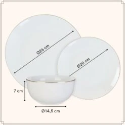 OTIX Serviesset Bordenset 6 Persoons 18-delig Wit Met Gouden Rand Porselein C... 14 OTIX Serviesset Bordenset 6 Persoons 18-delig Wit Met Gouden Rand Porselein C... -Luxe Servieswinkel 70cfd3f7f2494f42b76e430517a9b3f3