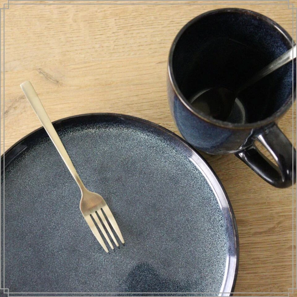 OTIX Ontbijtborden 12 Persoons 21cm Dessertbord Blauw Aardewerk EBONY 3 OTIX Ontbijtborden 12 Persoons 21cm Dessertbord Blauw Aardewerk EBONY - Afbeelding 3