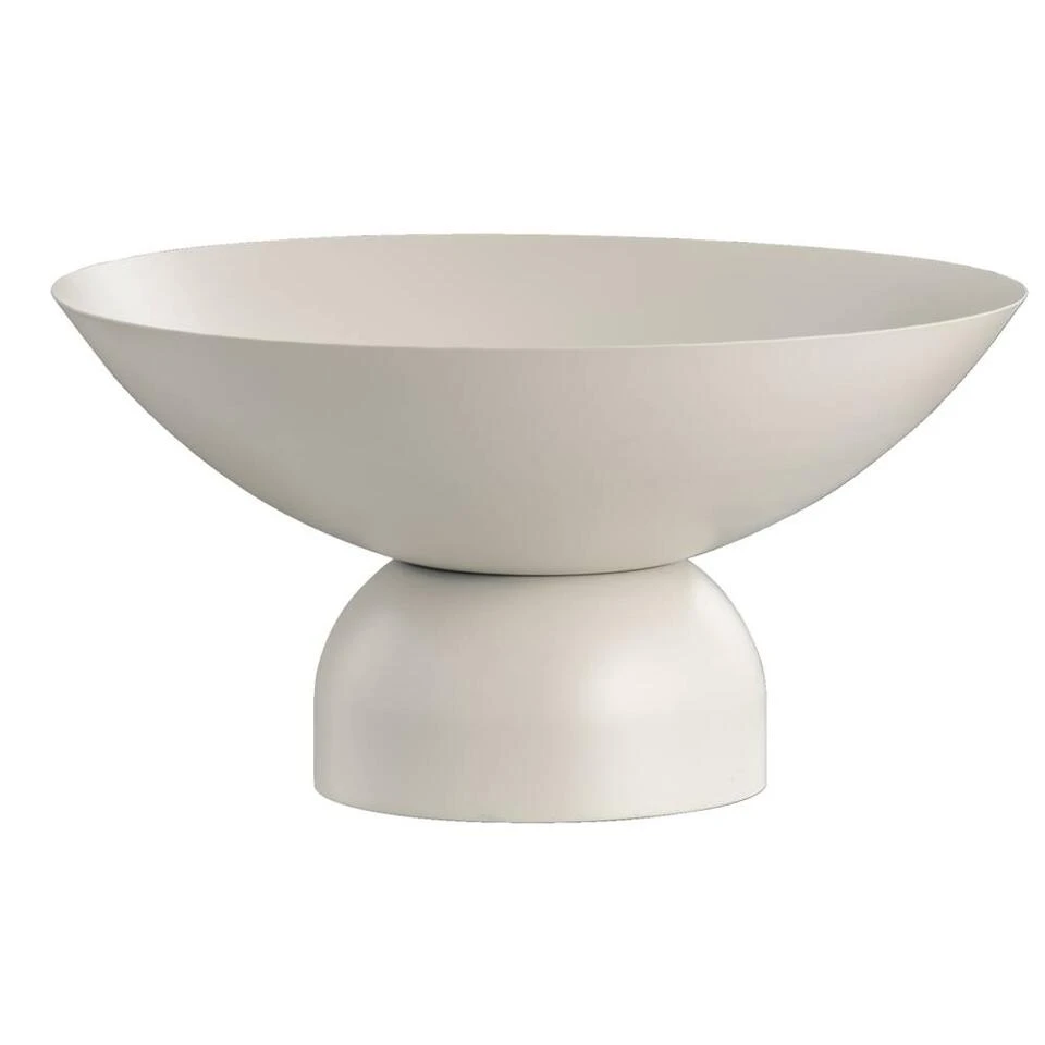 Decoratieschaal Op Voet - Beige - Metaal - 16xØ32 Cm 1 Decoratieschaal Op Voet - Beige - Metaal - 16xØ32 Cm