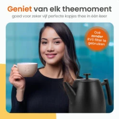 Goliving Theekan Met Filter - 1 Liter - Zwart -Luxe Servieswinkel 72e9fe8bee2f410da4c38831f4b3c2fd