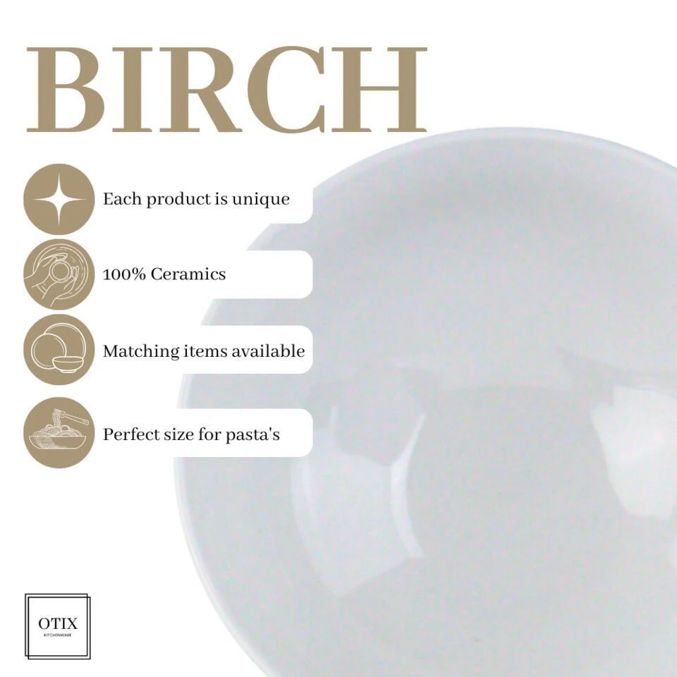 OTIX Pastaborden Bordenset 12 Persoons 20 Cm Porselein BIRCH 8 OTIX Pastaborden Bordenset 12 Persoons 20 Cm Porselein BIRCH - Afbeelding 8