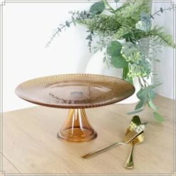 OTIX Taartplateau Met Voet 28cm Amber Kleur Glas -Luxe Servieswinkel 783e77eaa54e4053a26cfb30213bdb7c
