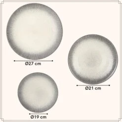 OTIX Serviesset Bordenset 6 Persoons 18-delig Zwart Taupe Keramiek TULIP -Luxe Servieswinkel 7bf182355a194716a24826807225d8e1