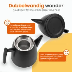 Goliving Theekan Met Filter - 1 Liter - Zwart -Luxe Servieswinkel 7bf3ba5cbba84edead413b74b4610486