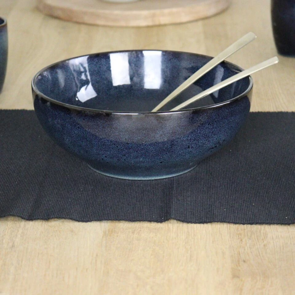 OTIX Saladeschaal 2 Stuks Diep Serveerbord Schaal Blauw 25cm Aardewerk EBONY 4 OTIX Saladeschaal 2 Stuks Diep Serveerbord Schaal Blauw 25cm Aardewerk EBONY - Afbeelding 4