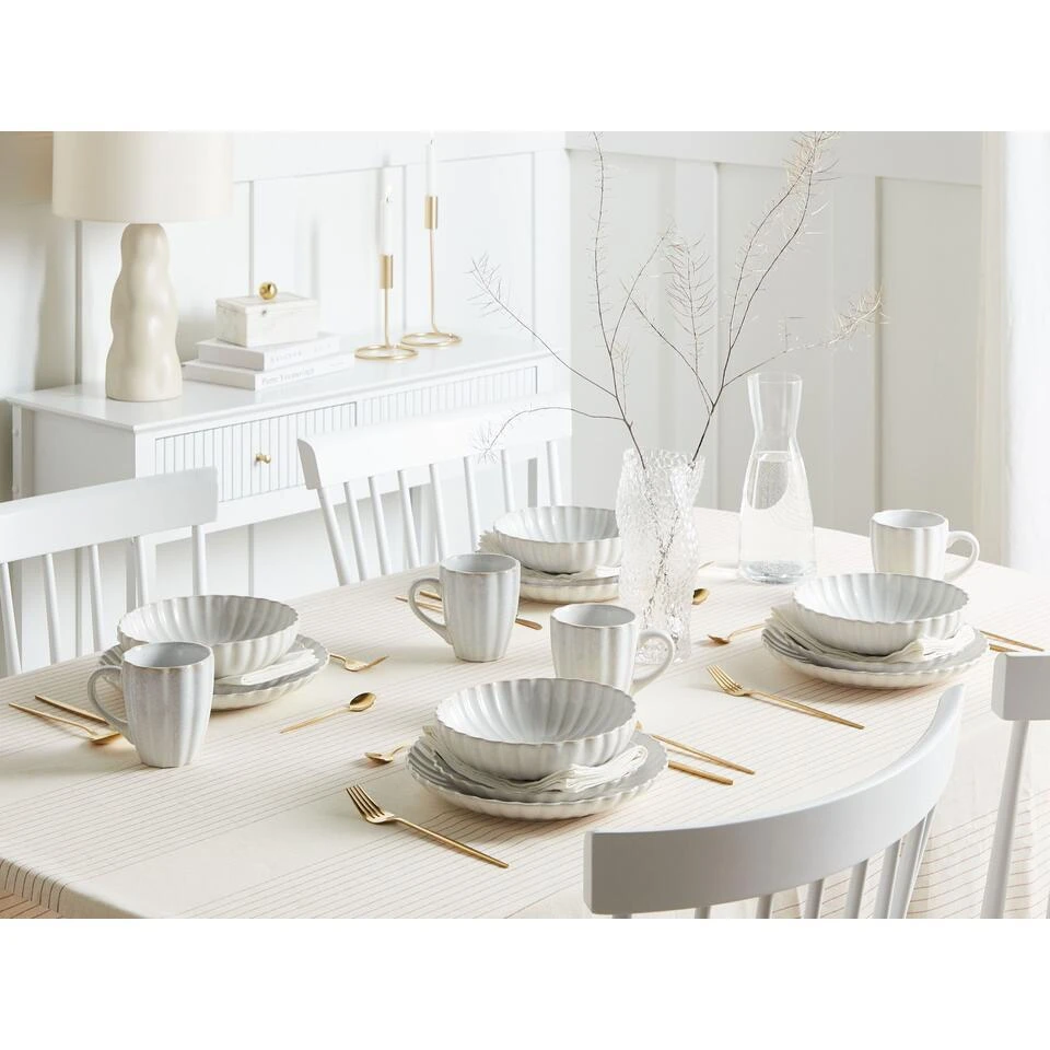 NETTLE - Diepe Borden Set Van 4 - Gebroken Wit - Steengoed 2 NETTLE - Diepe Borden Set Van 4 - Gebroken Wit - Steengoed - Afbeelding 2