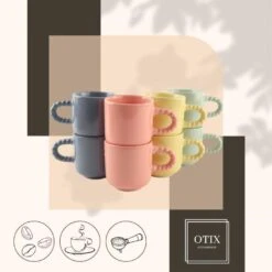 OTIX Espresso Kopjes Koffiekopjes Set Van 8 Koffietassen 120 Ml Aardewerk -Luxe Servieswinkel 80cad28121644b44b111cdb3e616c31e