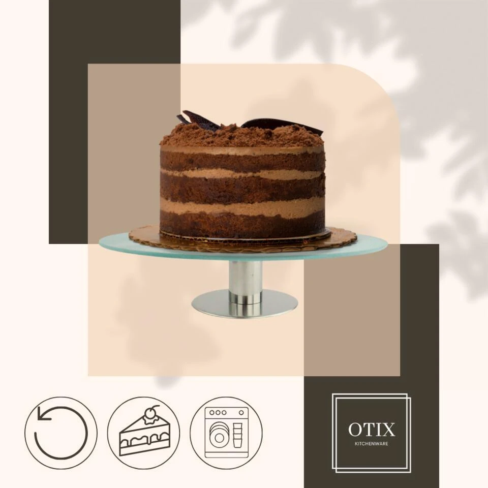 OTIX Taartplateau Luxe Glas Met Voet Draaibaar Taartschaal Taartbord Cake 6 OTIX Taartplateau Luxe Glas Met Voet Draaibaar Taartschaal Taartbord Cake - Afbeelding 6