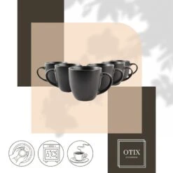 OTIX KoffieKopjes Set Van 6 - Zwart 8 OTIX KoffieKopjes Set Van 6 - Zwart -Luxe Servieswinkel 8289fe4c9eec44b8aa48bb0c2cdb3e55